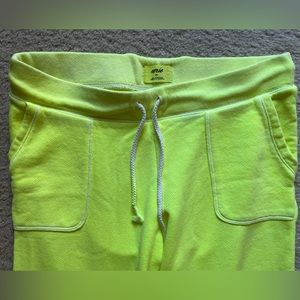 Aerie neon yellow lounge capri pants with drawstring, size medium
